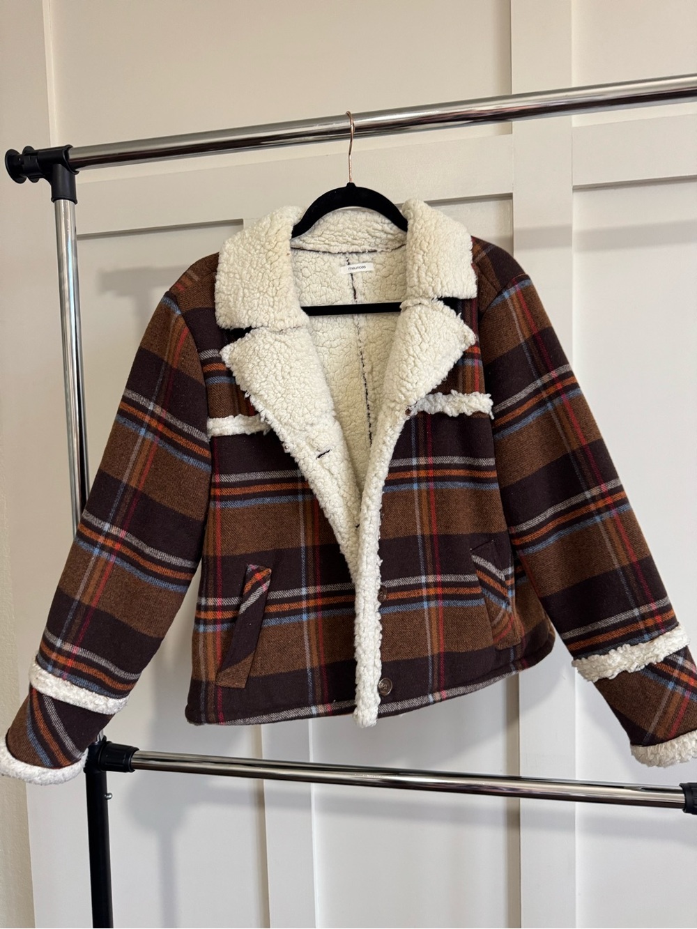 Maurices Brown Plaid Teddy-Lined Jacket